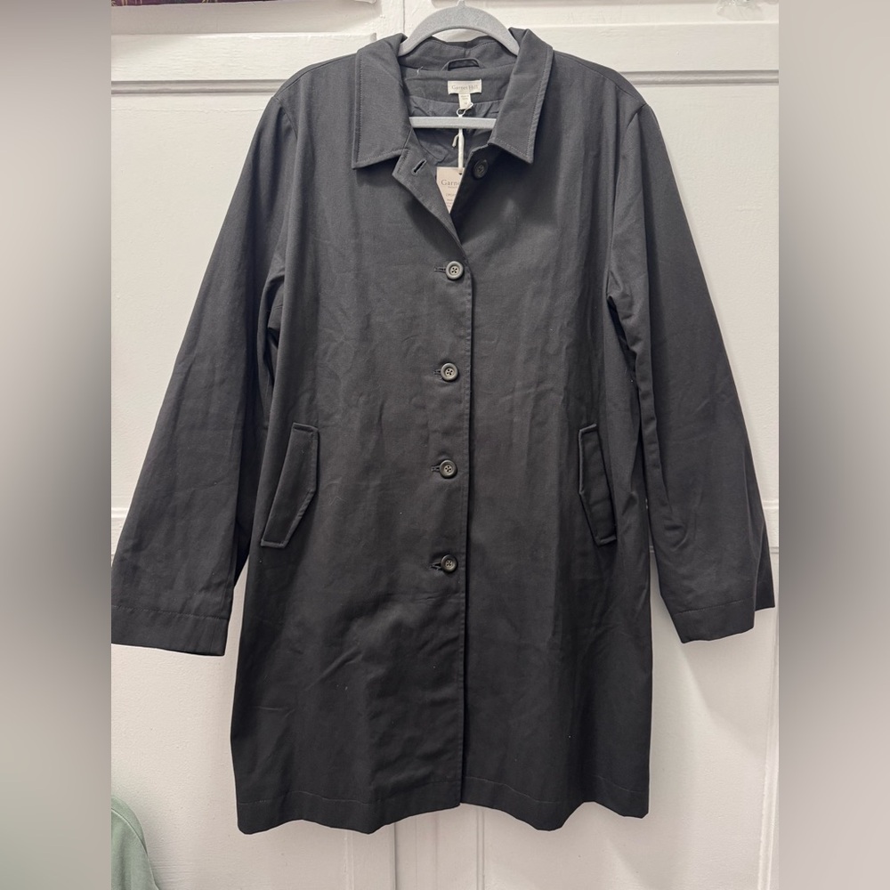 Garnet Hill Grey Cotton Trench Coat